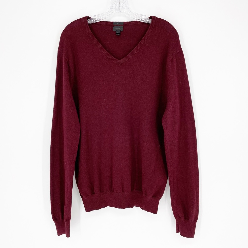 J. Crew Slim Fit V Neck Red Sweater Size Medium